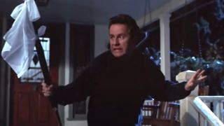 Phil Hartman tries to surrender with a white flag in Small Soldiers.