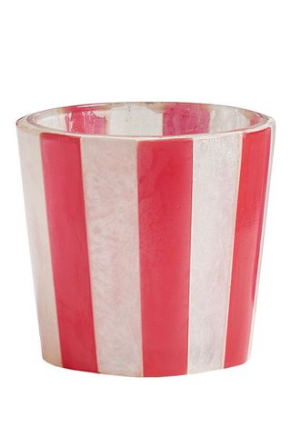 pink striped candle holder