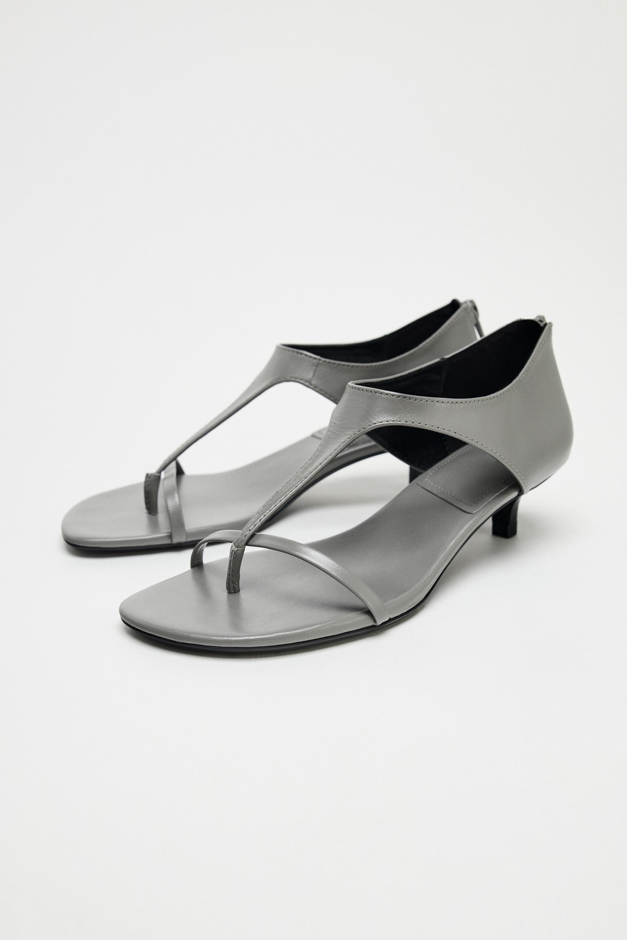 Leather kitten heel sandals