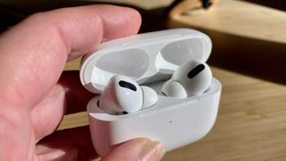 AirPods Pro case open with AirPods Pro inside