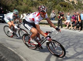 Fabian Cancellara on the descent at the 2008 Milano-Sanremo, which he won