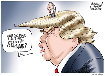 Political Cartoon U.S. Trump Kasich