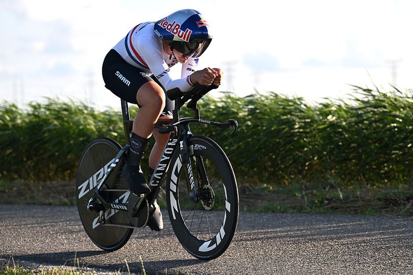 MALDEGEM, BELGIUM - JULY 19: Zoe Backstedt of Great Britain and Team CANYON//SRAM zondacrypto competes during the 11th Baloise Ladies Tour 2025, Stage 3b a 10.4km individual time trial stage from Maldegem to Maldegem on July 19, 2025 in Maldegem, Belgium. (Photo by Luc Claessen/Getty Images)