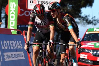 La Vuelta a España 2021: Gino Mäder with former Dimension Data teammate Ryan Gibbons at the finish line of stage 20