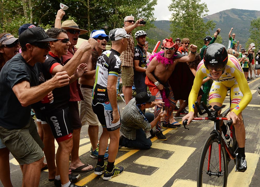 Tejay van Garderen makes his way to the top of Vail Pass during the USA Pro Challenge