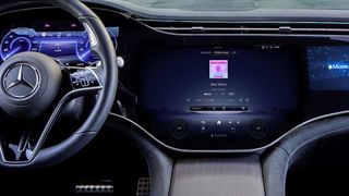 Close-up of Apple Music spatial audio in Mercedes-Benz car