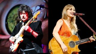 Ritchie Blackmore and Taylor Swift onstage (composite)