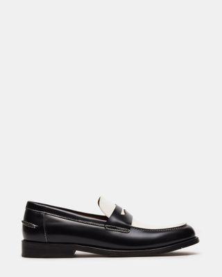 Natan Black White Leather Dress Loafer | Men's Loafers 
 Steve Madden