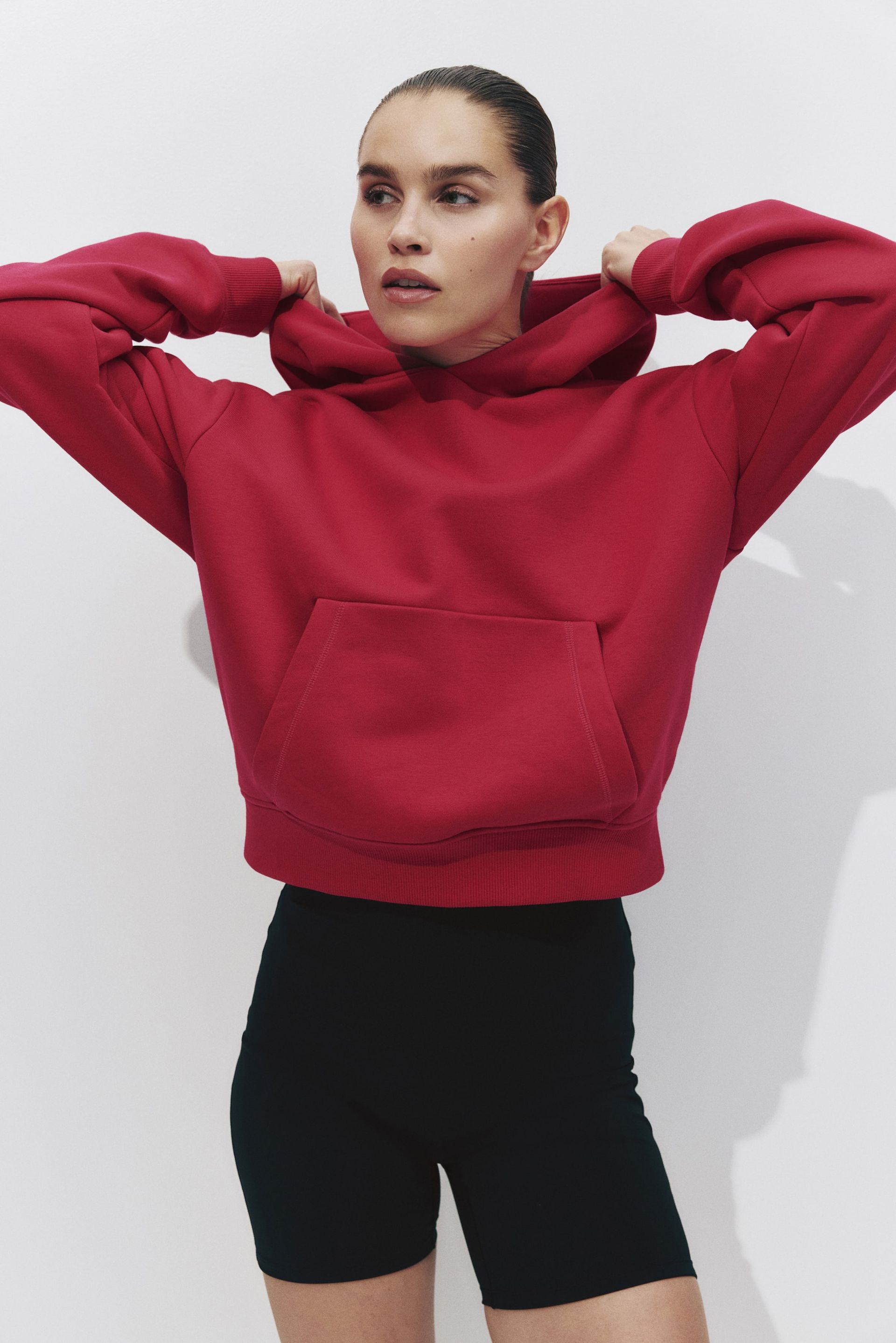Loose Fit Sports Hoodie - Bright Red