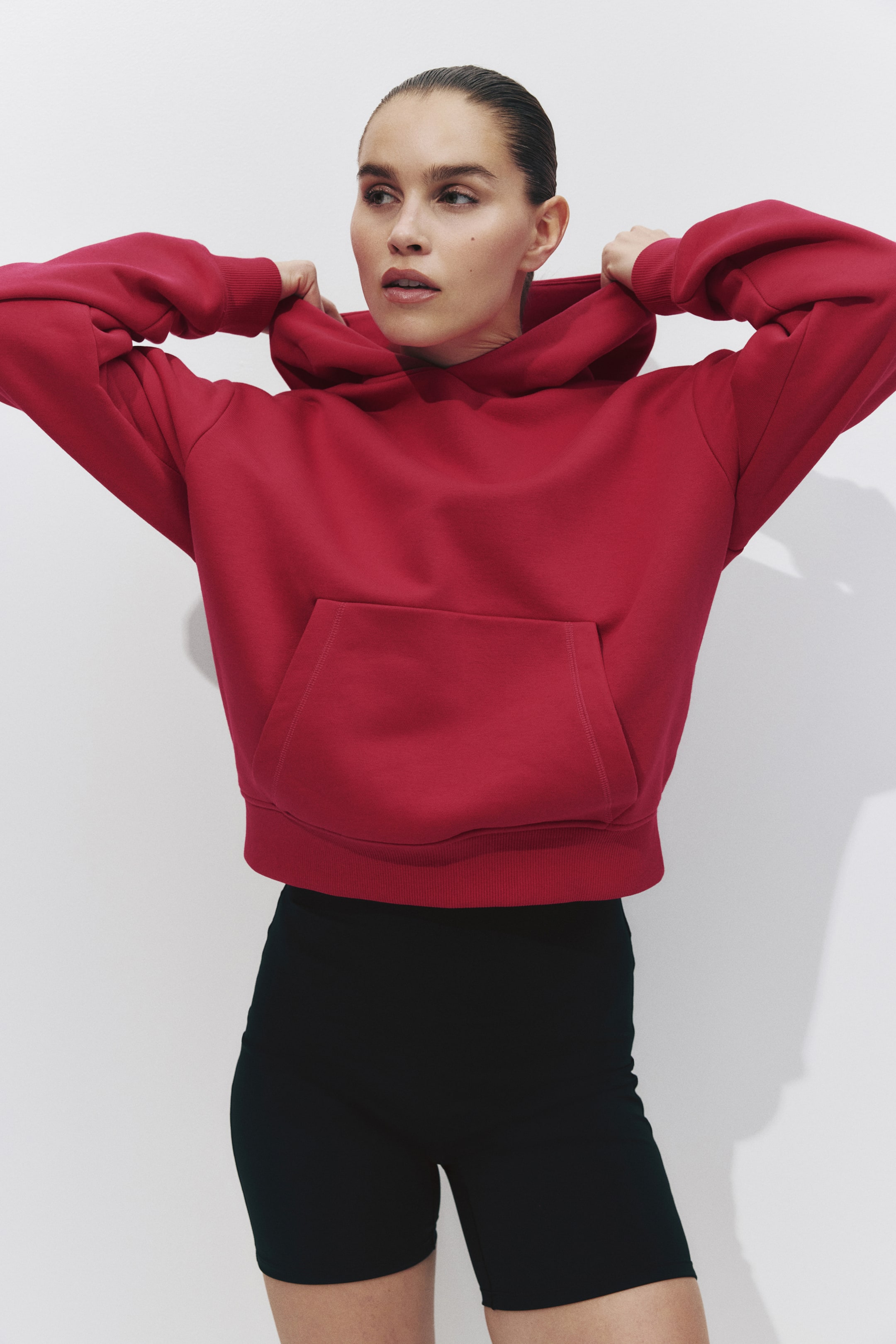 Loose Fit Sports Hoodie - Bright Red