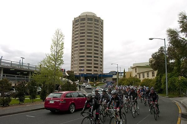The tour depart the Wrest Point Casino in Hobart for stage one of the 2011 Tour of Tasmania.