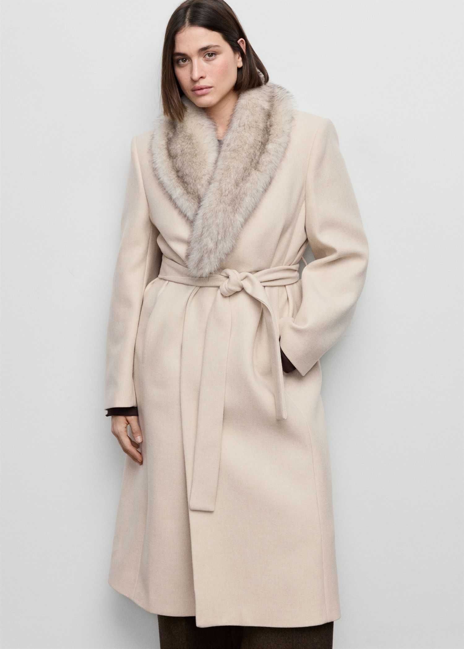 Manteco Wool Coat With Fur Collar - Women | Mango Usa