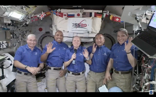 (From the left) NASA astronauts Mark Vande Hei, Victor Glover and Shannon Walker, JAXA astronaut Soichi Noguchi and NASA astronaut Mike Hopkins.