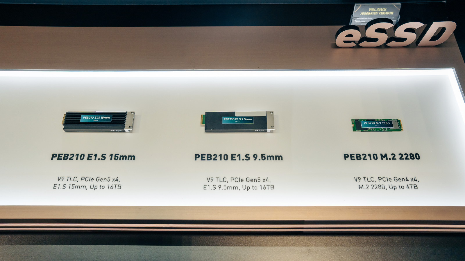 SK hynix PEB210 enterprise SSDs on display at an exhibition booth