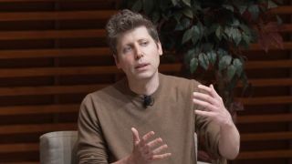 A still from a YouTube video of OpenAI CEO Sam Altman speaking at the Standford Graduate School of Business
