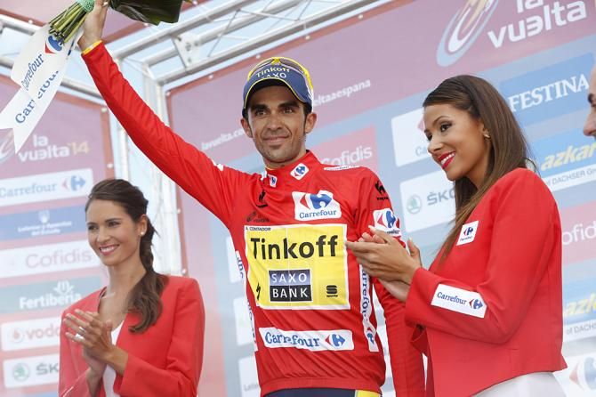 Alberto Contador (Tinkoff-Saxo) on the podium