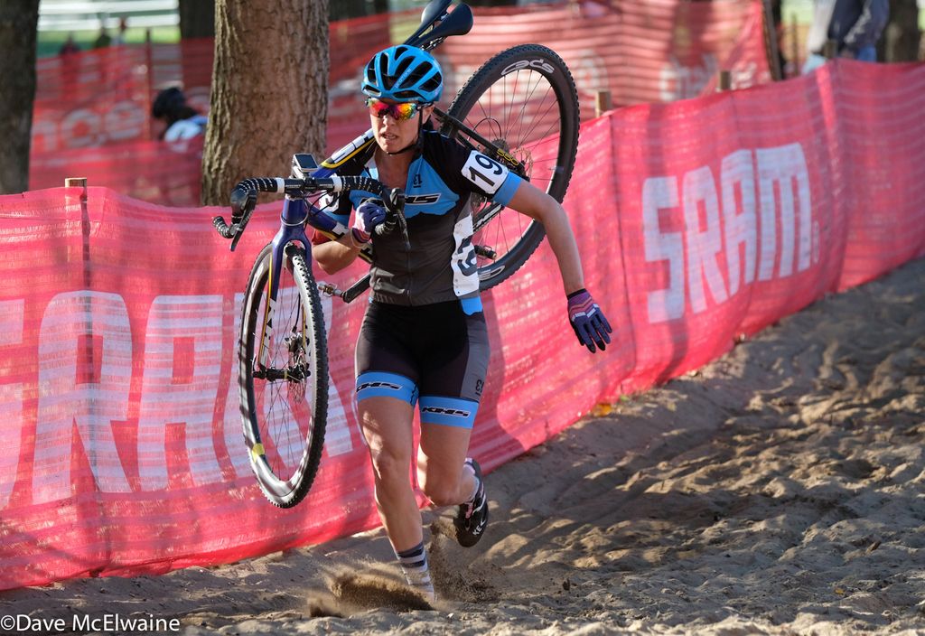 Rebecca Blatt (KHS Bikes) racing in the top ten halfway through the contest