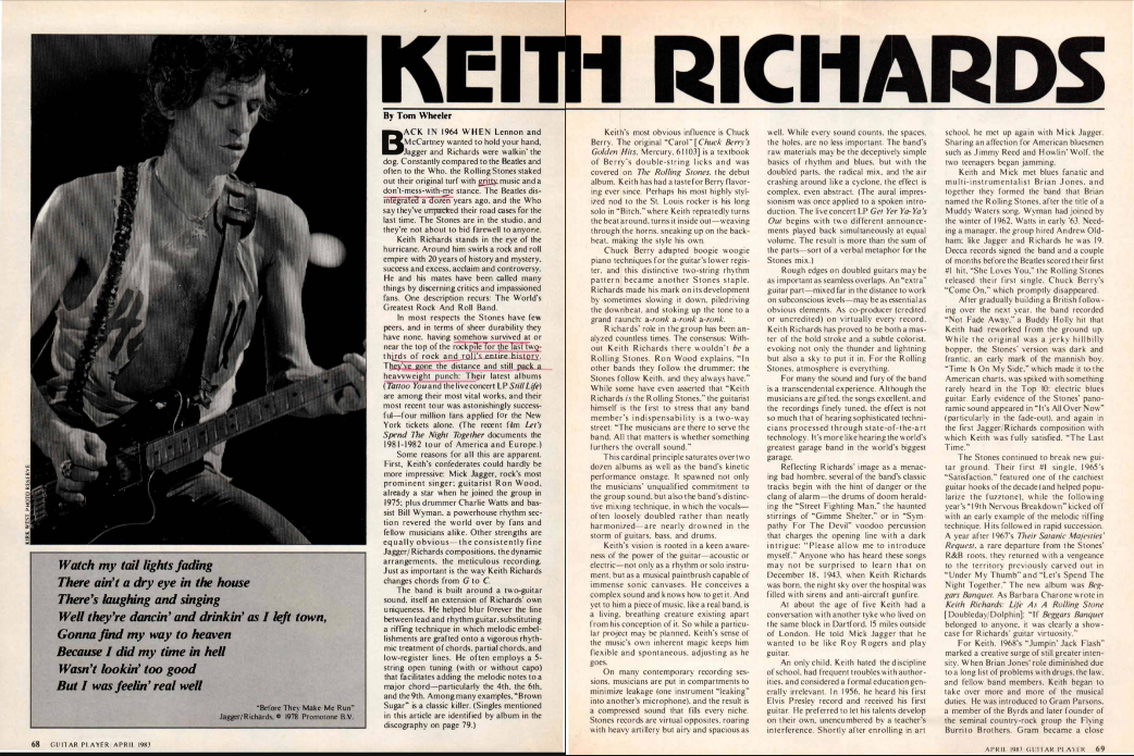 The opening spread of the interview in Guitar Player, April 1983