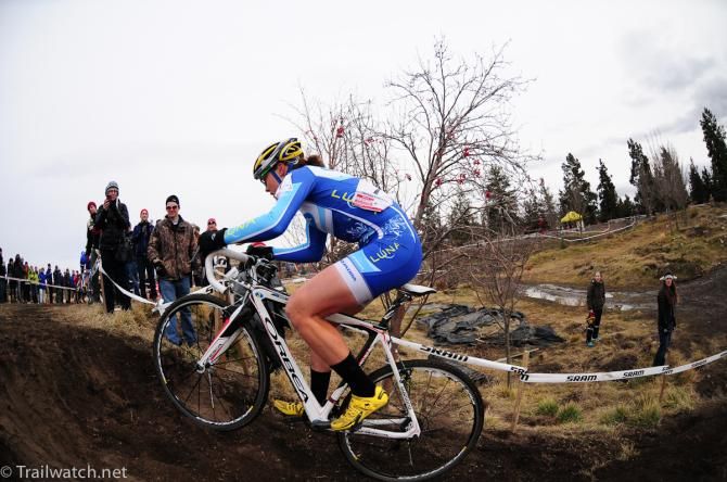 Georgia Gould (Luna Pro Team) was stuck to Nash&rsquo;s wheel like glue for a few laps