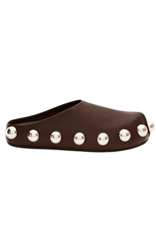 Gabi Clog With Exaggerated Studs Brown Silver