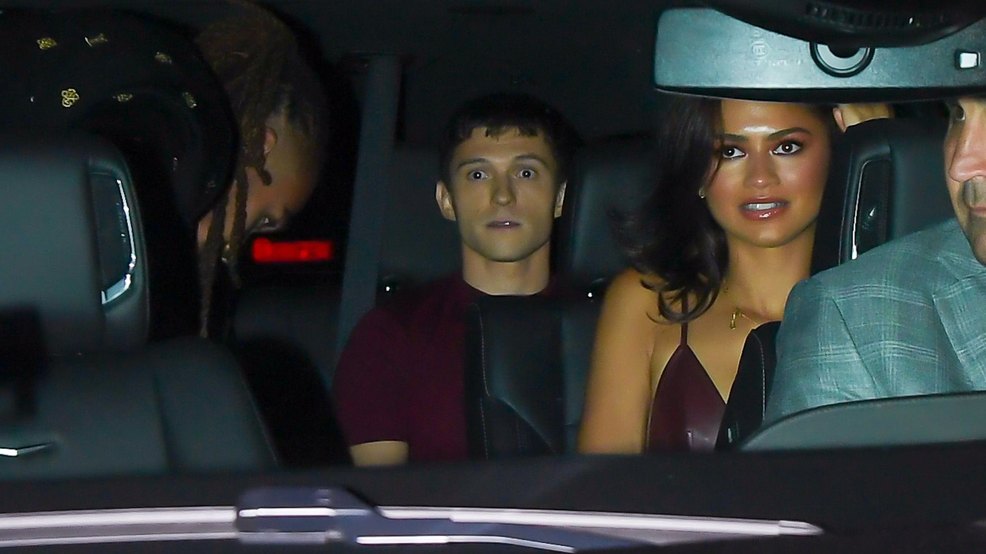 Tom Holland and Zendaya in a car