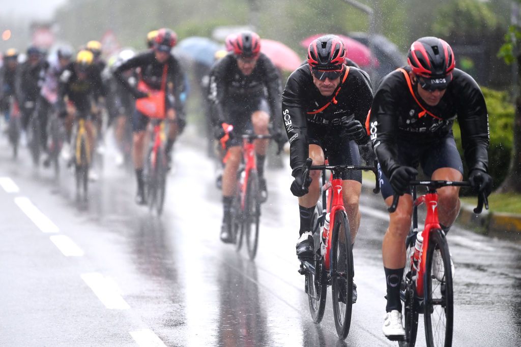 CASSANO MAGNAGO ITALY MAY 20 Salvatore Puccio of Italy and Team INEOS Grenadiers carrying the feed for his teammates during the 106th Giro dItalia 2023 Stage 14 a 194km stage from Sierre to Cassano Magnago UCIWT on May 20 2023 in Cassano Magnago Italy Photo by Tim de WaeleGetty Images