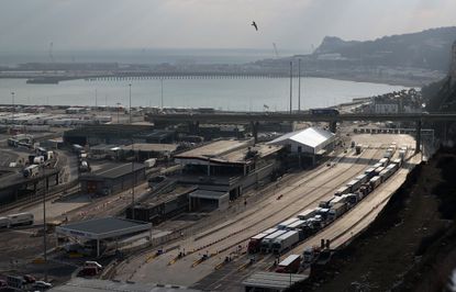 Lorries waiting to pass through the port of Dover