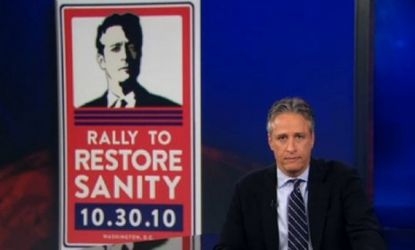 Jon Stewart says the date of the rally was chosen for travel schedules, not to excite election chaos.