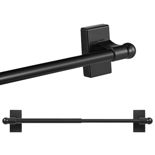 Lwuey Magnetic Curtain Rod Adjustable, 2pcs Extendable 16 to 28 Inch Curtains Rail Towel Bar Hanging Pole No Drill for Metal Door Fridge Kitchen Radiator Bathroom Whiteboard Cafe Shop Tea Towels