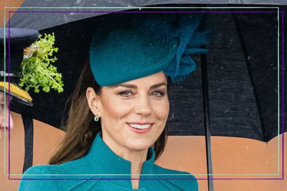 Kate Middleton stood under an umbrella during royal walkabout
