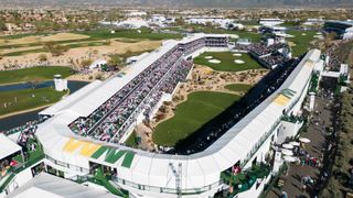An aerial view of the par 3 16th at TPC Scottsdale