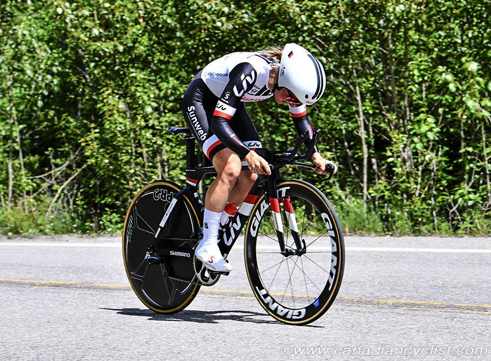 Leah Kirchmann (Team Sunweb) on her way to the 2018 Canadian time trial national championships title