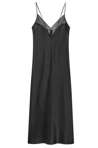 Sheer-Panel Silk Slip Dress