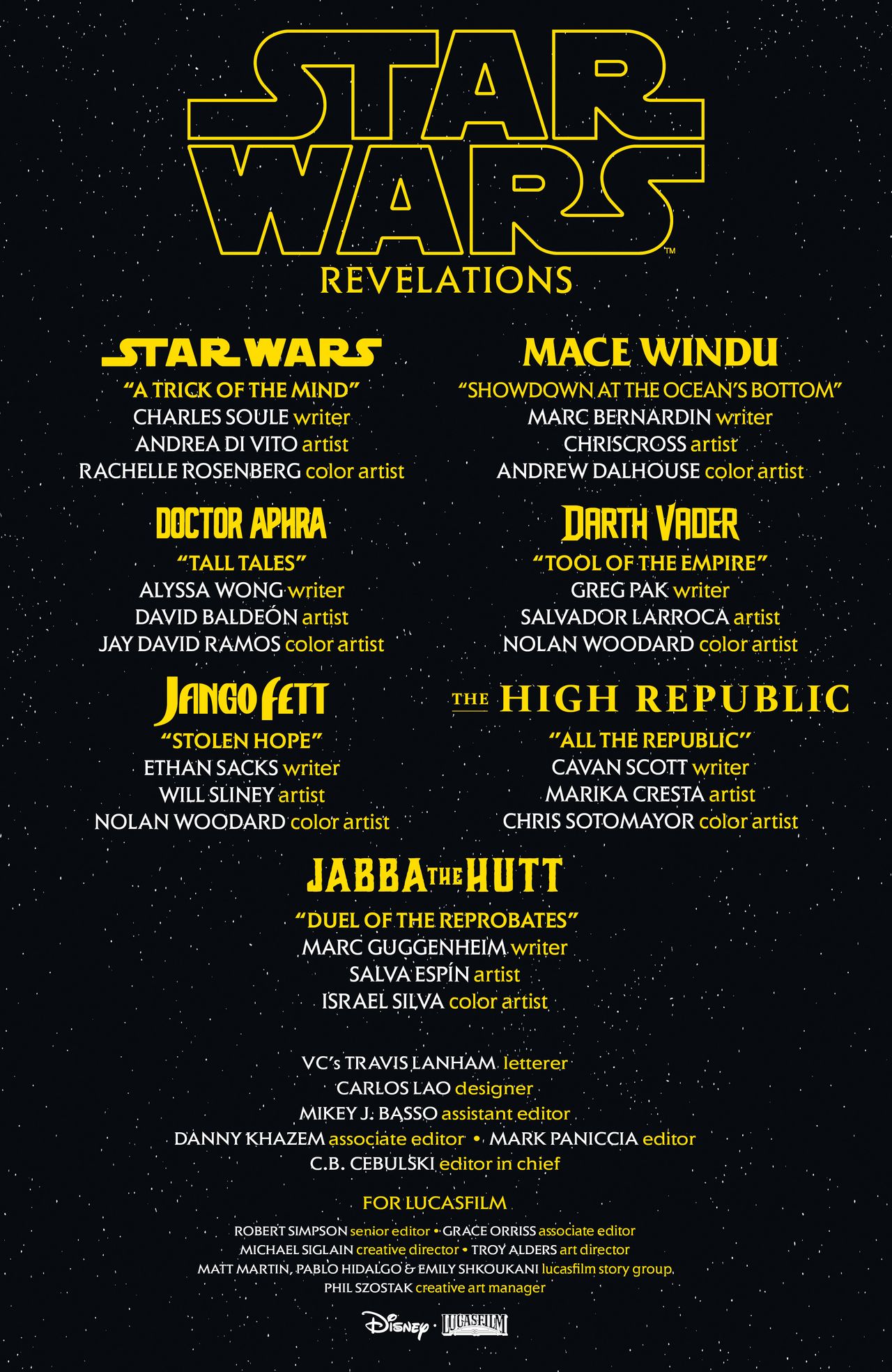 Credits for Star Wars Revelations #1