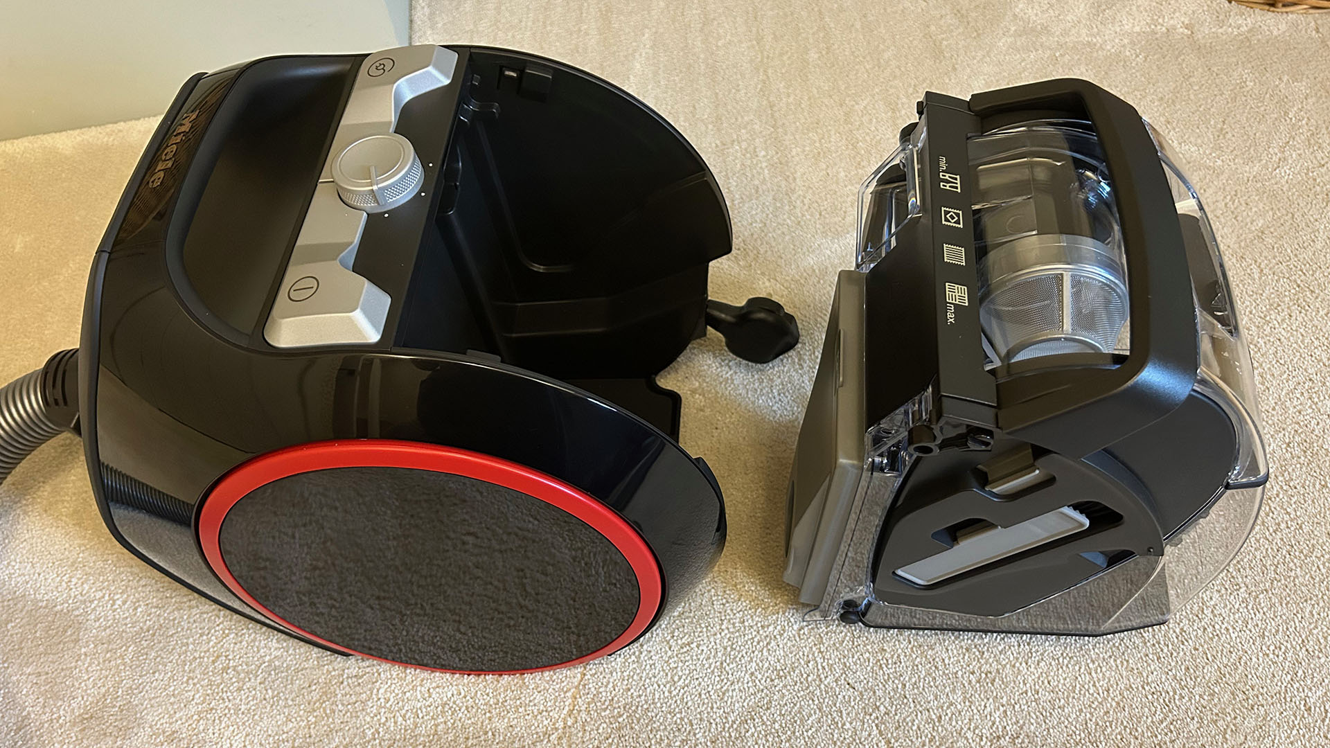 Miele Boost CX1 vacuum with dust canister removed