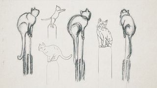 The original sketches of the Félicette statue show the cat perched on top of the Véronique AG1 rocket.