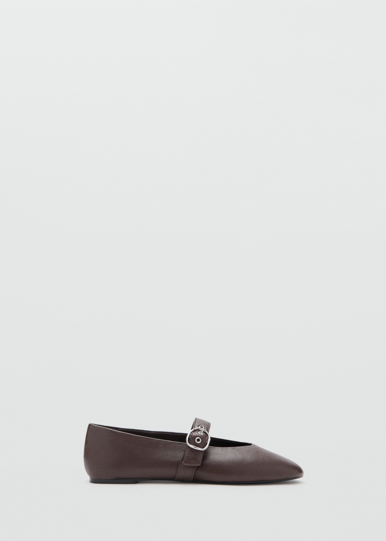 Leather Ballerina With Strap and Buckle - Women | Mango United Kingdom