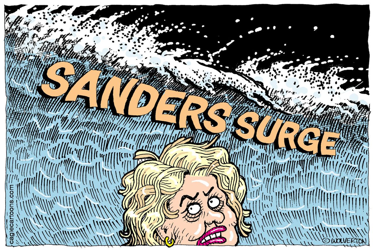 Political Cartoon U.S. Bernie Hillary