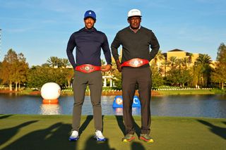 Vijay and Qass Singh with the Willie Park Trophy belts around their waist GettyImages-1245716277