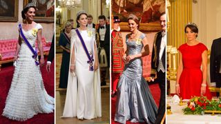 The Princess of Wales with no gloves on at four different State Banquets