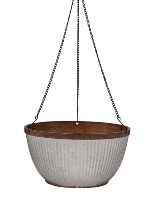 Hanging Basket Planter with Bronze Trim