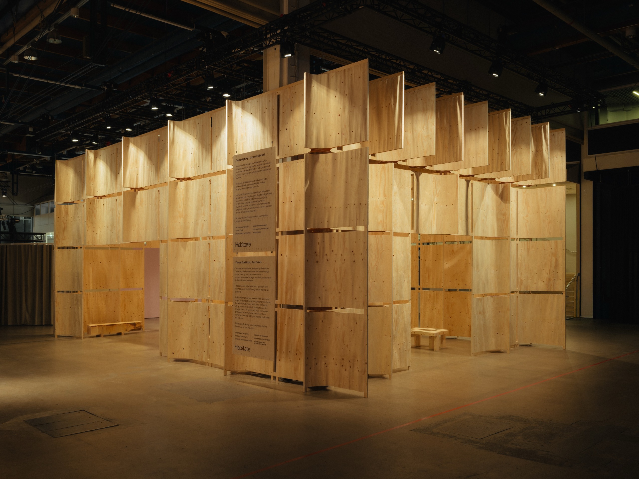 Minestrone Workshop wooden temple at Habitare Helsinki, 2026