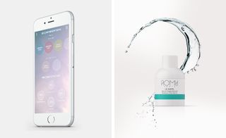 Romy bottle with a phone and the app