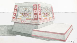 an illustration of a decorated Maya altar