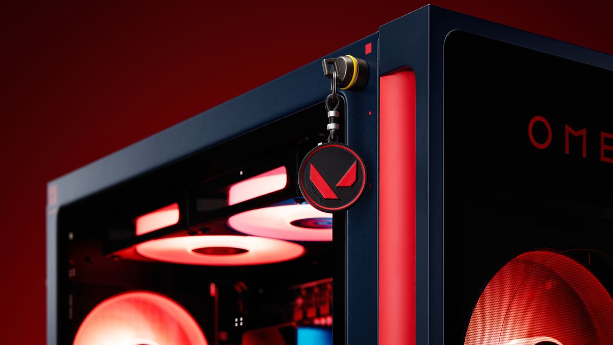 Image of the HP OMEN 35L VALORANT Limited Edition pre-built desktop gaming PC.