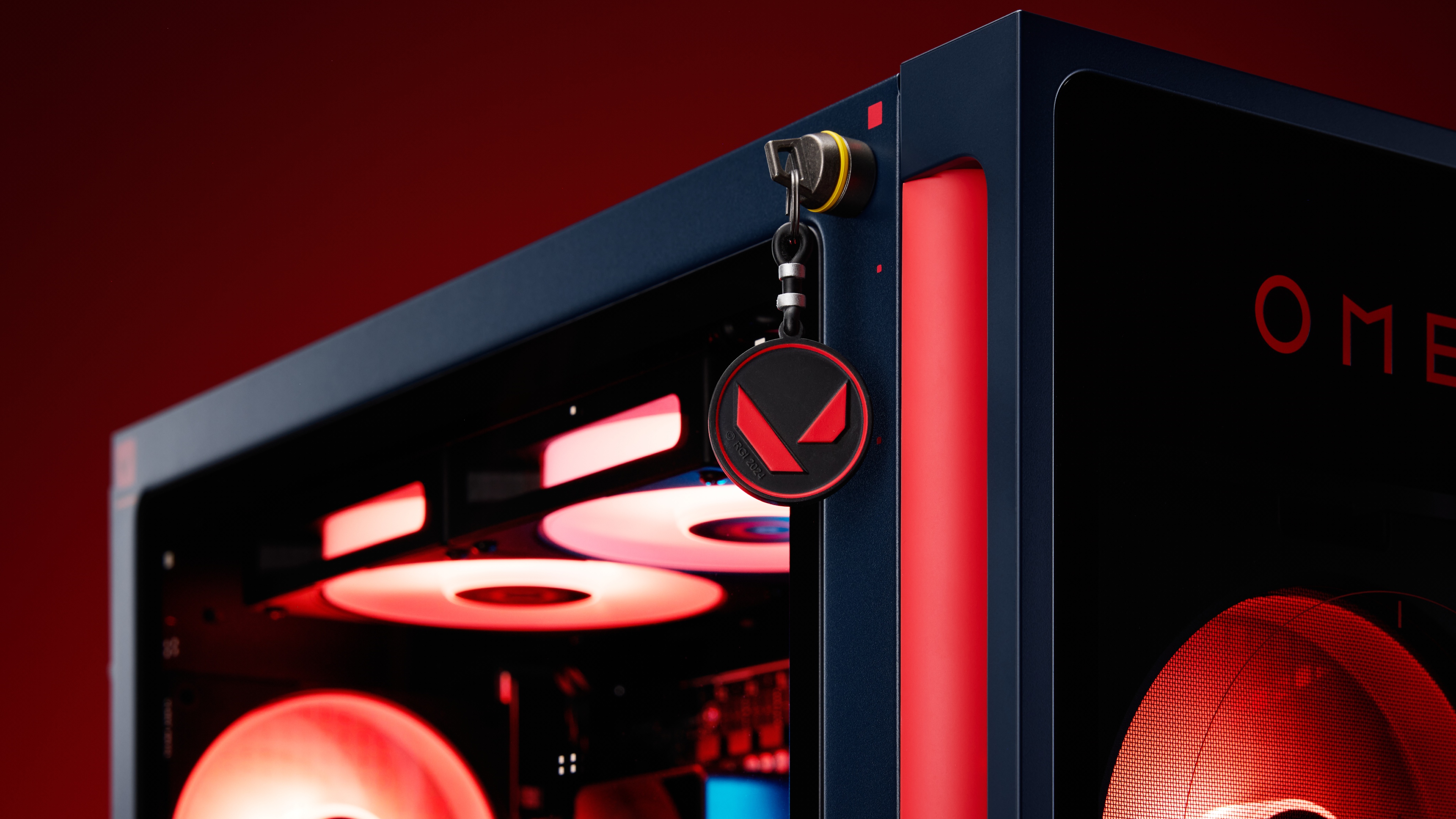 Image of the HP OMEN 35L VALORANT Limited Edition pre-built desktop gaming PC.