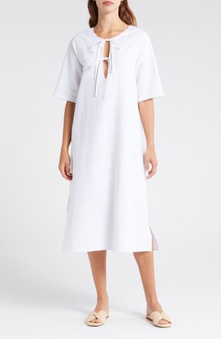 Tie Keyhole Cover-Up Midi Dress