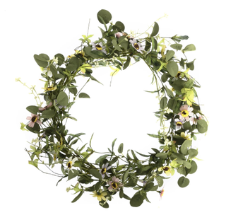 Spring wreath cut out on white background