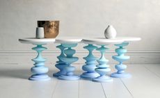 table with blue legs