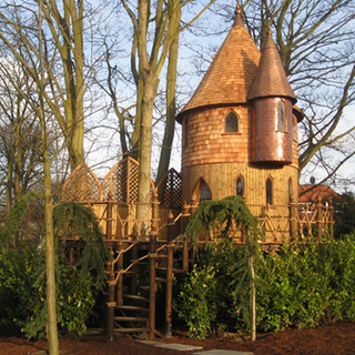 A fairy tale tree house for children in the garden